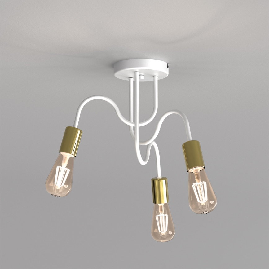 Ant pagrindo montuojamas sietynas DOW 3xE27/60W/230V baltas/aukso
