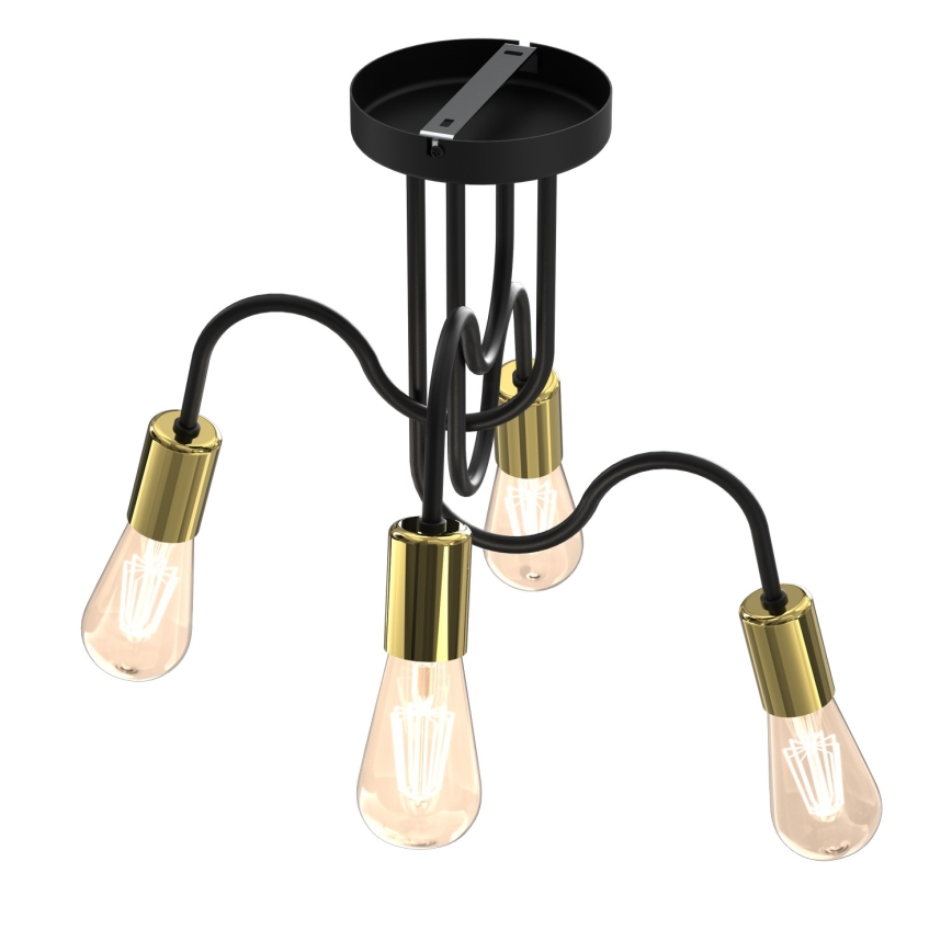 Ant pagrindo montuojamas sietynas DOW 4xE27/60W/230V juodas/aukso