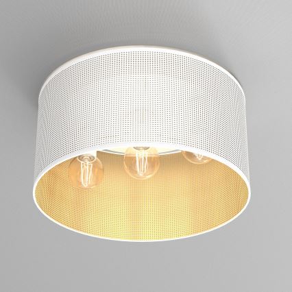 Ant pagrindo montuojamas sietynas LOFT SHADE 3xE27/60W/230V baltas/aukso