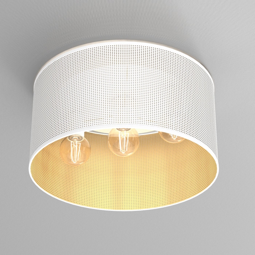 Ant pagrindo montuojamas sietynas LOFT SHADE 3xE27/60W/230V baltas/aukso
