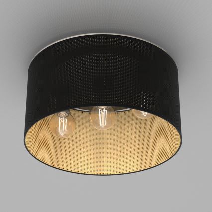 Ant pagrindo montuojamas sietynas LOFT SHADE 3xE27/60W/230V juodas/aukso
