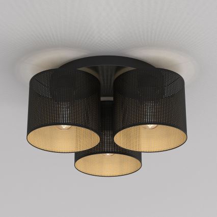 Ant pagrindo montuojamas sietynas LOFT SHADE 3xE27/60W/230V juodas/aukso