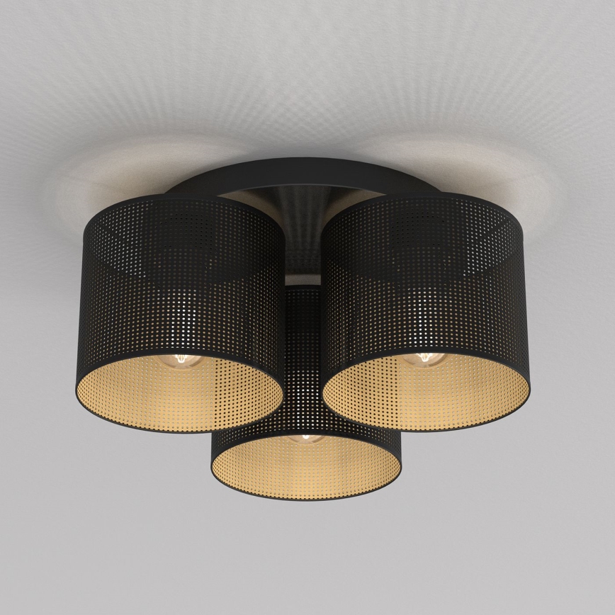 Ant pagrindo montuojamas sietynas LOFT SHADE 3xE27/60W/230V juodas/aukso