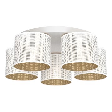 Ant pagrindo montuojamas sietynas LOFT SHADE 5xE27/60W/230V baltas/aukso