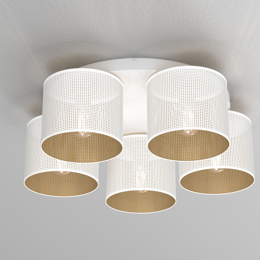 Ant pagrindo montuojamas sietynas LOFT SHADE 5xE27/60W/230V baltas/aukso