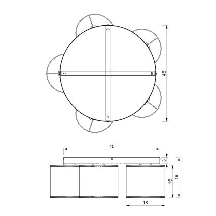 Ant pagrindo montuojamas sietynas LOFT SHADE 5xE27/60W/230V baltas/aukso