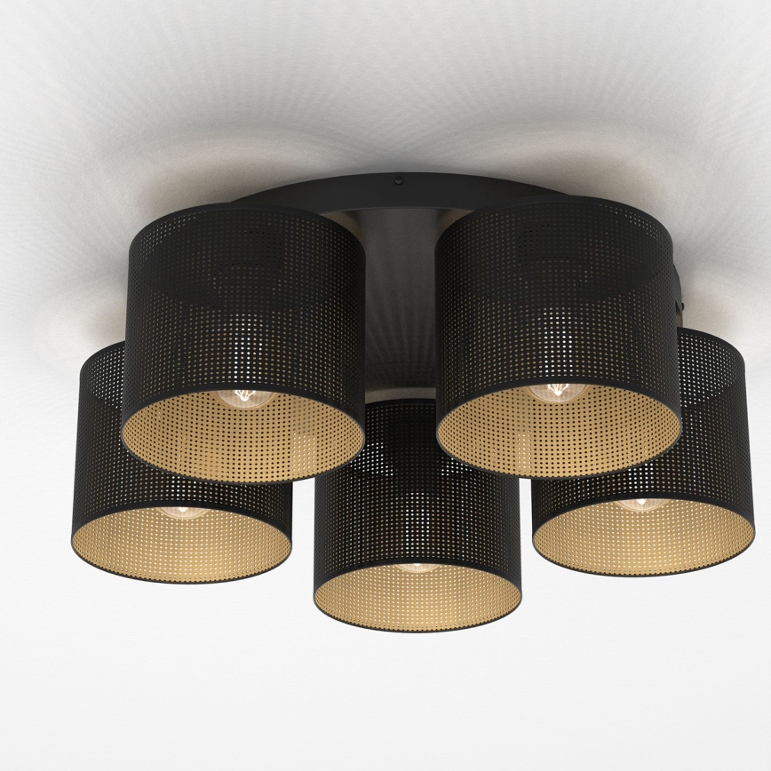 Ant pagrindo montuojamas sietynas LOFT SHADE 5xE27/60W/230V juodas/aukso