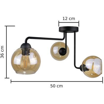 Ant pagrindo montuojamas sietynas MONDE BLACK 3xE27/60W/230V