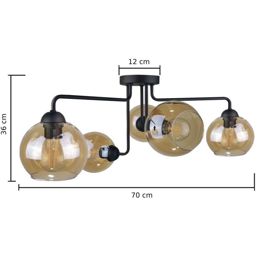 Ant pagrindo montuojamas sietynas MONDE BLACK 5xE27/60W/230V