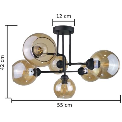 Ant pagrindo montuojamas sietynas MONDE BLACK 6xE27/60W/230V