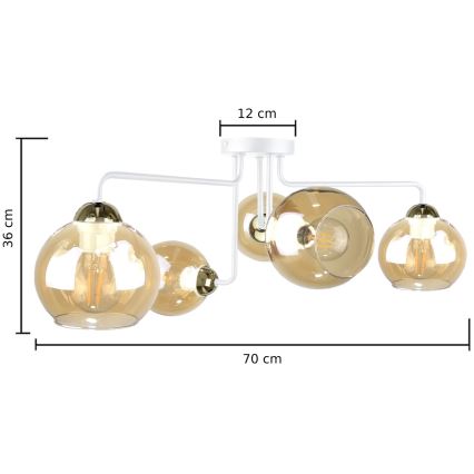 Ant pagrindo montuojamas sietynas MONDE WHITE 5xE27/60W/230V