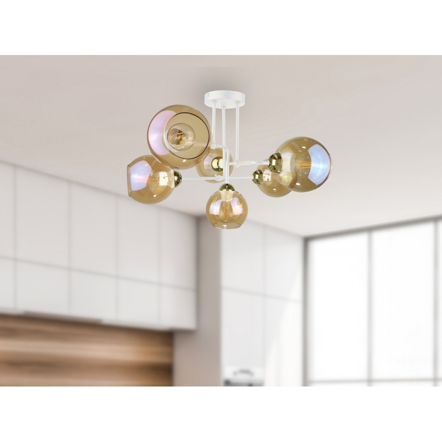 Ant pagrindo montuojamas sietynas MONDE WHITE 6xE27/60W/230V