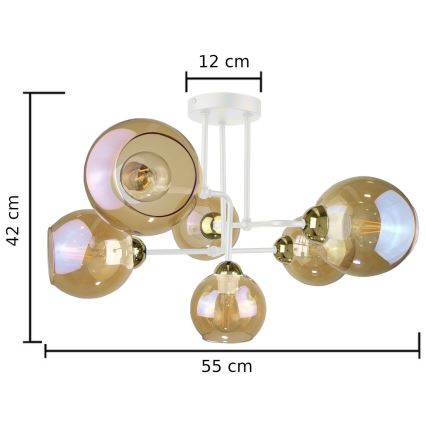 Ant pagrindo montuojamas sietynas MONDE WHITE 6xE27/60W/230V