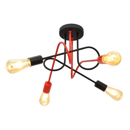 Ant pagrindo montuojamas sietynas OXFORD 4xE27/15W/230V juodas/raudonas