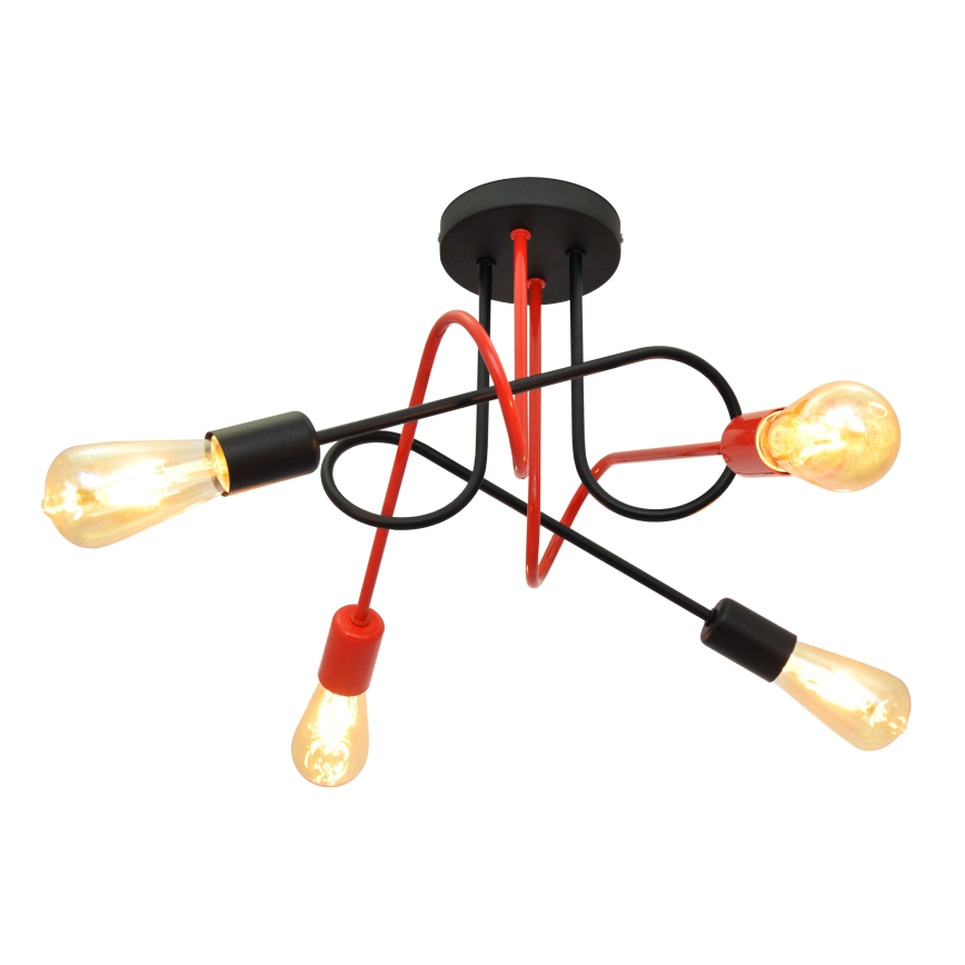 Ant pagrindo montuojamas sietynas OXFORD 4xE27/15W/230V juodas/raudonas