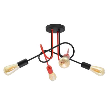 Ant pagrindo montuojamas sietynas OXFORD 4xE27/15W/230V juodas/raudonas
