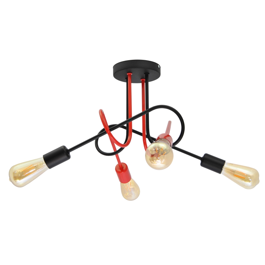 Ant pagrindo montuojamas sietynas OXFORD 4xE27/15W/230V juodas/raudonas
