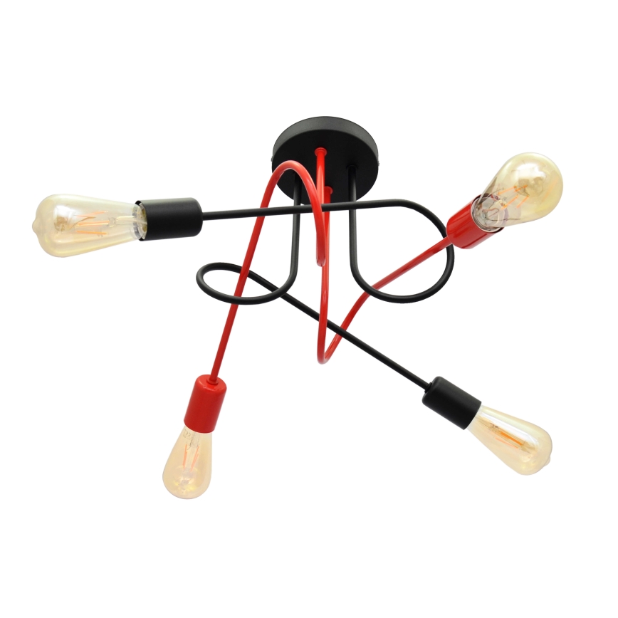 Ant pagrindo montuojamas sietynas OXFORD 4xE27/15W/230V juodas/raudonas