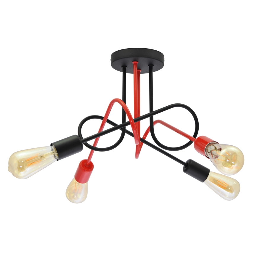 Ant pagrindo montuojamas sietynas OXFORD 4xE27/15W/230V juodas/raudonas
