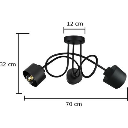 Ant pagrindo montuojamas sietynas SIMPLY BLACK 3xE27/60W/230V