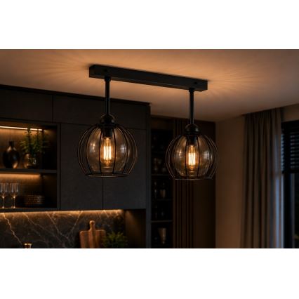 Ant pagrindo montuojamas sietynas SOLO BLACK 2xE27/60W/230V