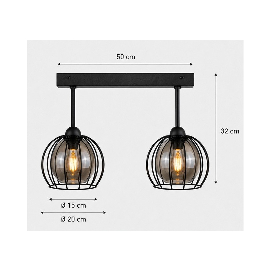 Ant pagrindo montuojamas sietynas SOLO BLACK 2xE27/60W/230V