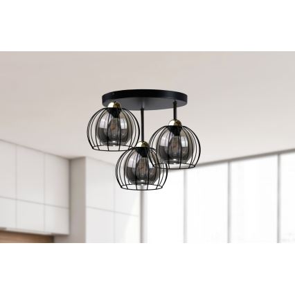 Ant pagrindo montuojamas sietynas  SOLO BLACK 3xE27/60W/230V d. 30 cm juodas/aukso