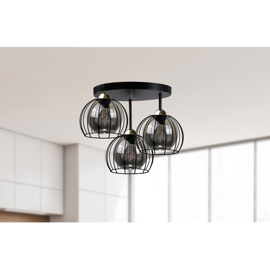 Ant pagrindo montuojamas sietynas  SOLO BLACK 3xE27/60W/230V d. 30 cm juodas/aukso
