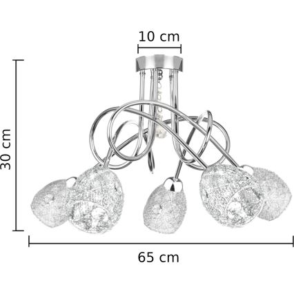 Ant pagrindo montuojamas sietynas TWIST CRYSTAL 5xE14/40W/230V