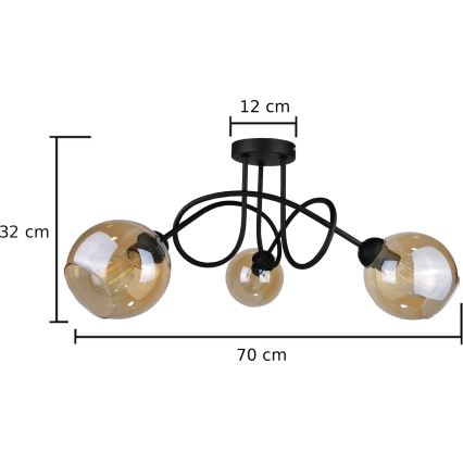 Ant pagrindo montuojamas sietynas VENUS BLACK 3xE27/60W/230V