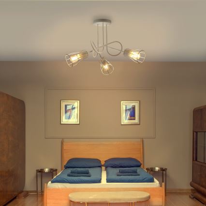 Ant paviršiaus montuojamas sietynas OXFORD 3xE27/15W/230V baltas