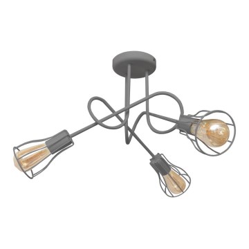 Ant paviršiaus montuojamas sietynas OXFORD 3xE27/15W/230V pilkas
