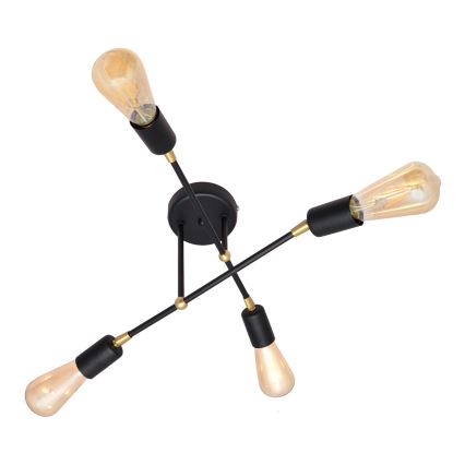 Ant paviršiaus montuojamas sietynas ROSETTE 4xE27/15W/230V juodas/auksinis