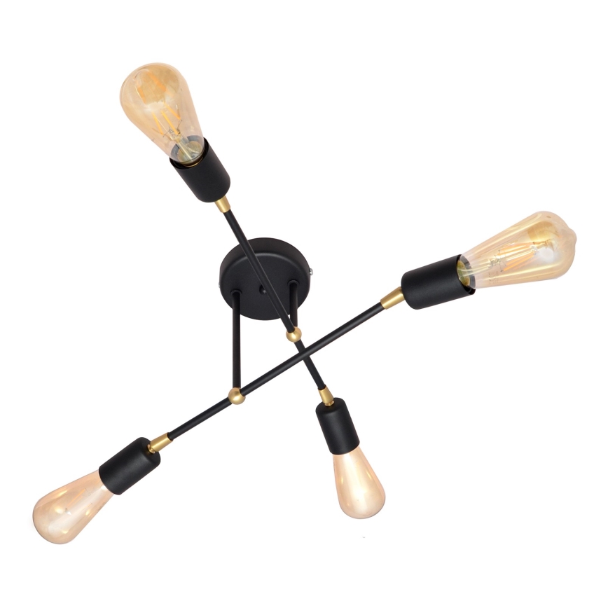 Ant paviršiaus montuojamas sietynas ROSETTE 4xE27/15W/230V juodas/auksinis