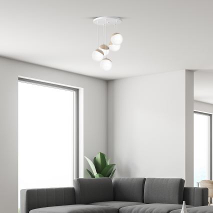 Ant virvės kabinamas lubinis šviestuvas SFERA WOOD 5xE14/40W/230V