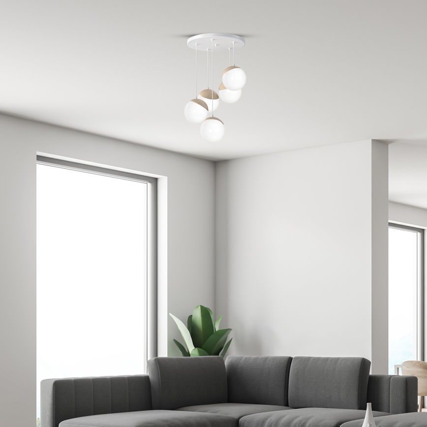 Ant virvės kabinamas lubinis šviestuvas SFERA WOOD 5xE14/40W/230V