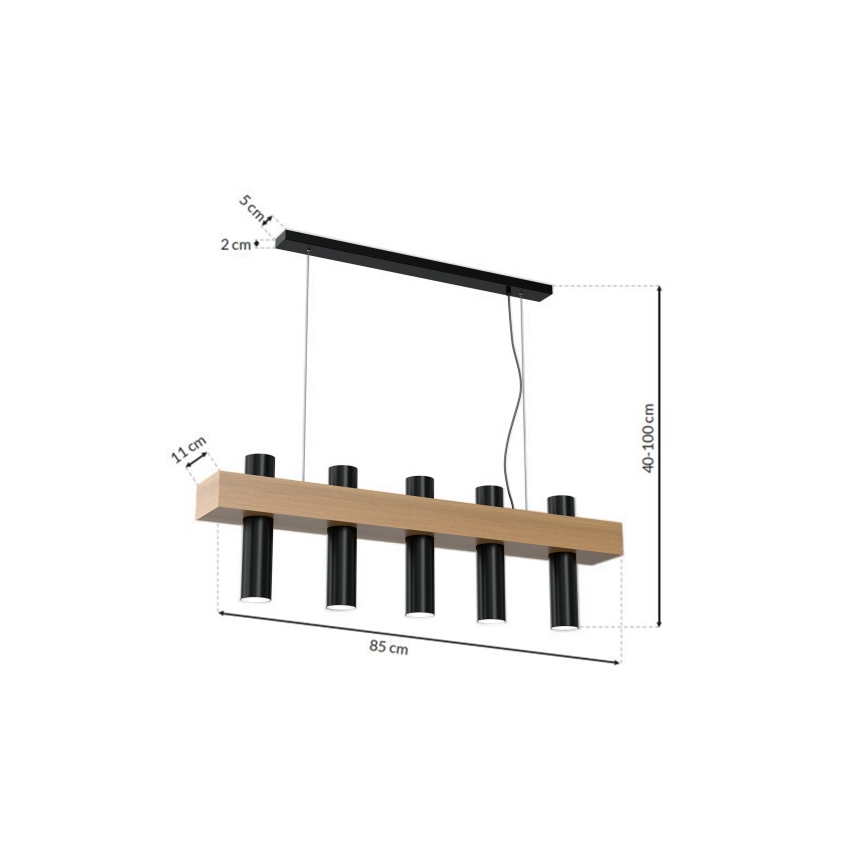 Ant virvės kabinamas lubinis šviestuvas WEST 5xGU10/25W/230V