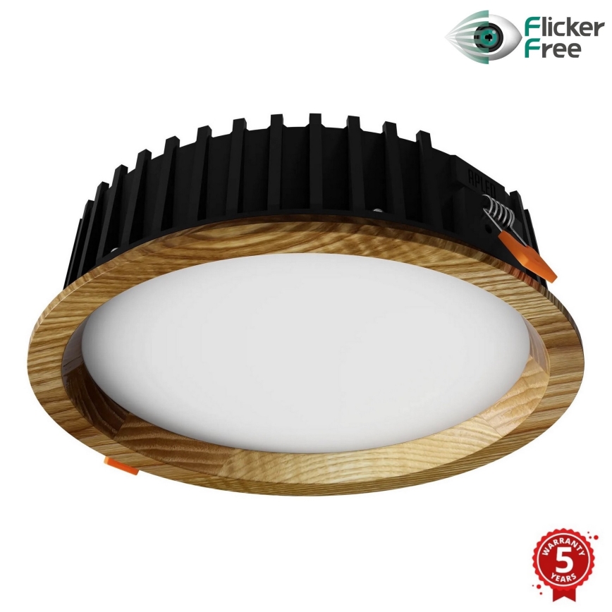 APLED - LED įleidžiamas lubinis šviestuvas RONDO WOODLINE LED/12W/230V 3000K diametras 20 cm uosio medžio masyvo