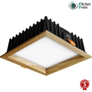 APLED - LED įleidžiamas lubinis šviestuvas SQUARE WOODLINE LED/12W/230V 3000K 17x17 cm ąžuolas medžio masyvo