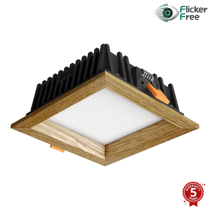 APLED - LED įleidžiamas lubinis šviestuvas SQUARE WOODLINE LED/6W/230V 4000K 12x12 cm ąžuolas medžio masyvo