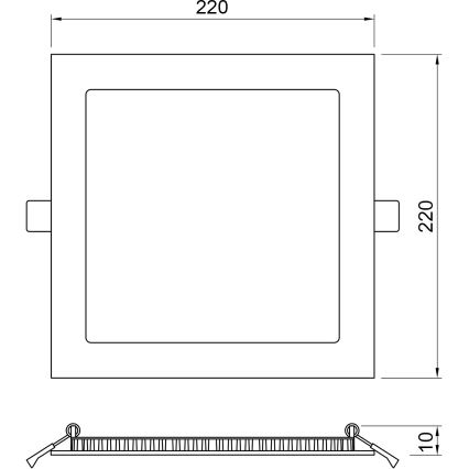 APLED - LED įleidžiamas lubinis vonios šviestuvas SQUARE LED/18W/230V IP41 220x220 mm