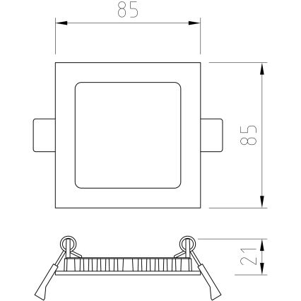 APLED - LED įleidžiamas lubinis vonios šviestuvas SQUARE LED/3W/230V IP41 85x85 mm