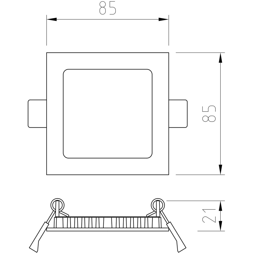 APLED - LED įleidžiamas lubinis vonios šviestuvas SQUARE LED/3W/230V IP41 85x85 mm