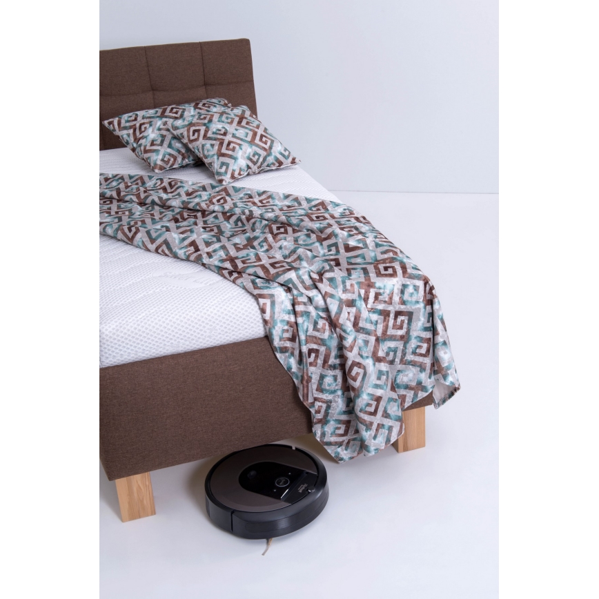 Apmušinė lova MARIA ONE su talpia patalynės dėže, be čiužinio, 90x200 cm, ruda