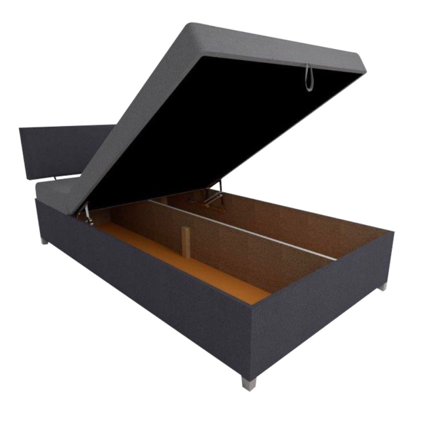 Apmušta dieninė lova su reguliuojama padėtimi ir patalynės dėže DALLAS 108x205 cm pilka/antracitas