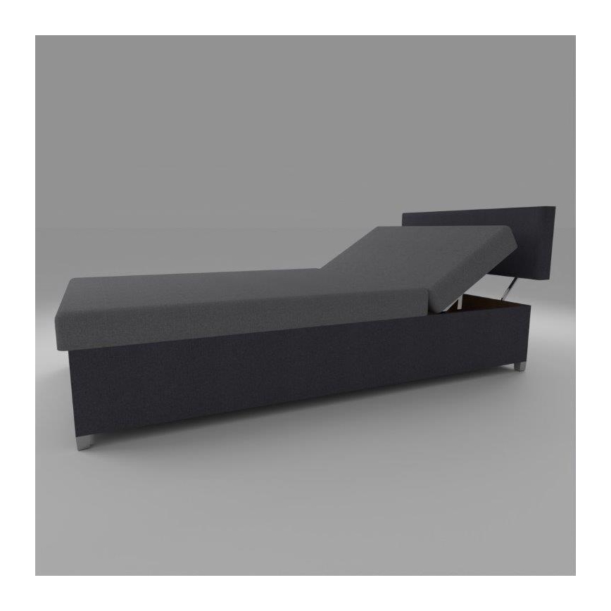 Apmušta dieninė lova su reguliuojama padėtimi ir patalynės dėže DALLAS 108x205 cm pilka/antracitas