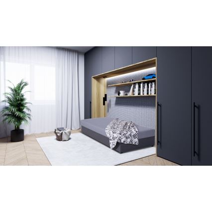 Apmušta dieninė lova JACOB XL su patalynės dėže – 90x200 cm, maksimali apkrova 130 kg, pilka