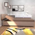 Apmušta dieninė lova su reguliuojama padėtimi ir patalynės dėže DALLAS 108x205 cm ruda/tamsiai ruda