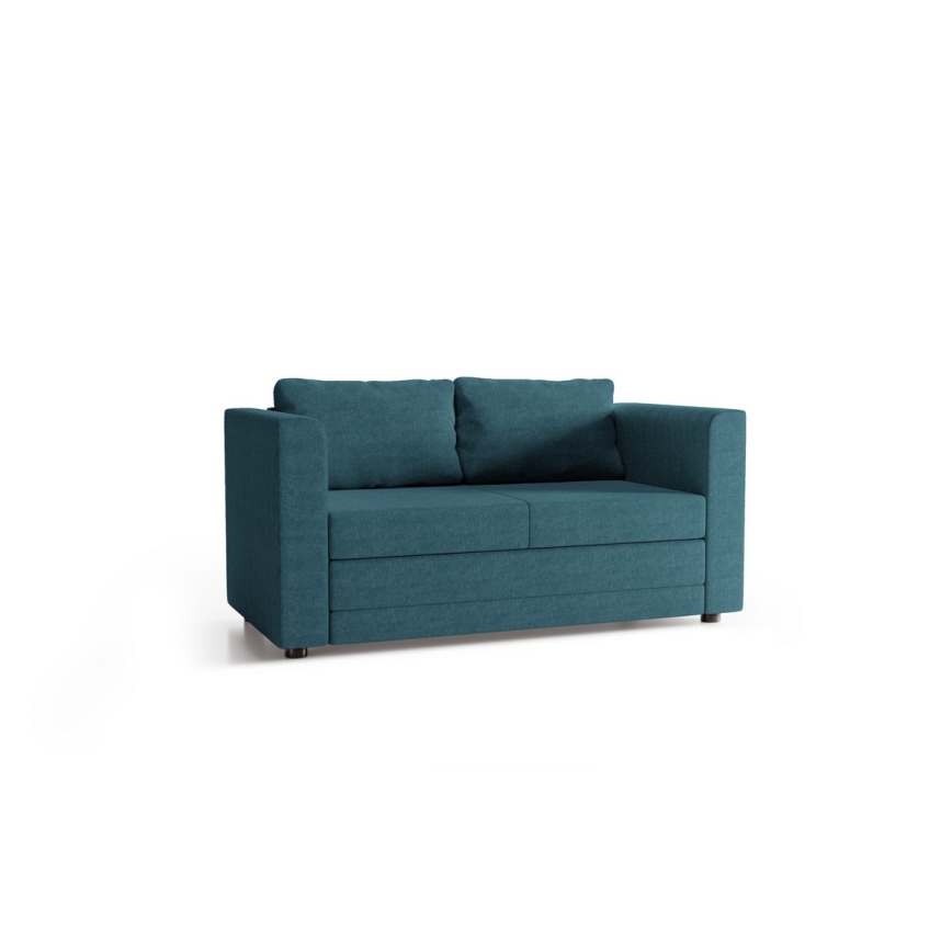 Apmušta išskleidžiama dvivietė sofa su porankiais LAYLA, mėlyna