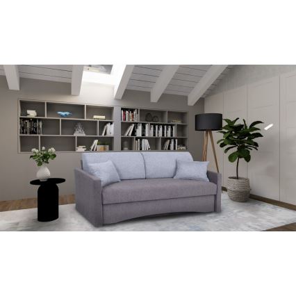 Apmušta trijų vietų išskleidžiama sofa-lova kasdieniam miegui su porankiais PAUL pilka